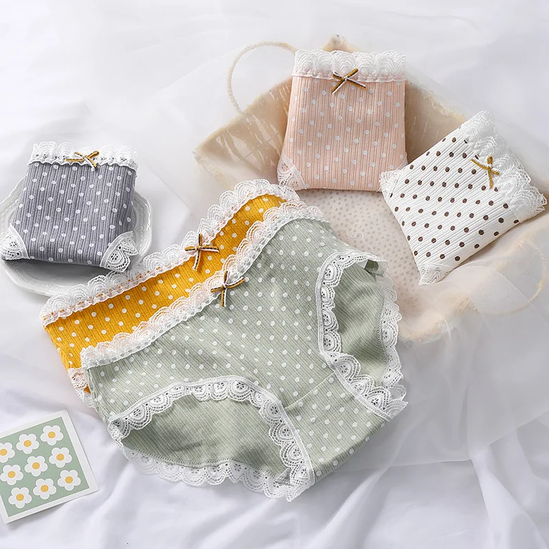 

5Pcs/Set Women's Panties Cotton Underwear Cute Print Girls Briefs Sexy Lace Panties Lingerie For Female Ladies Shorts Underpants