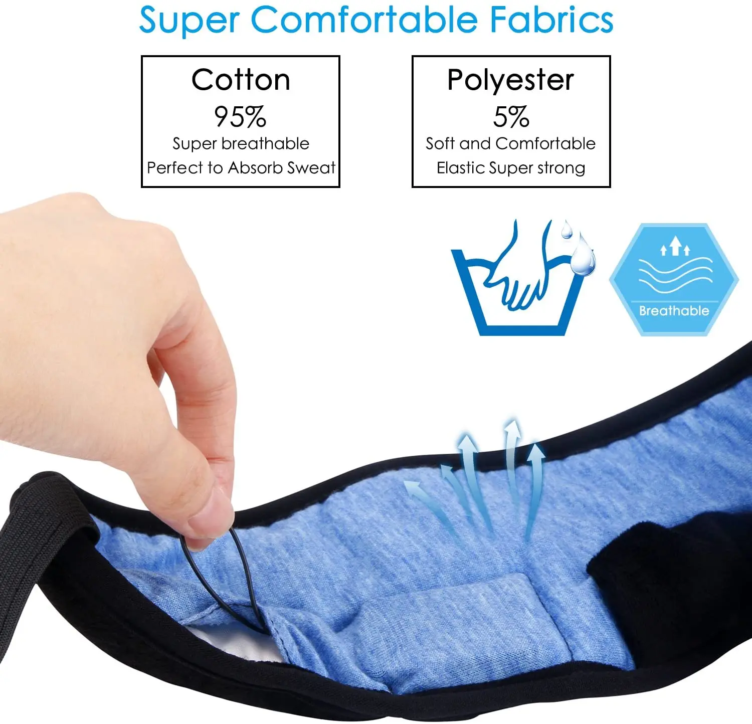 Wasbare Hoofdtelefoon Bluetooth 5.0 Oogmasker, Draadloze Muziek Reizen Slapen Headset Masker