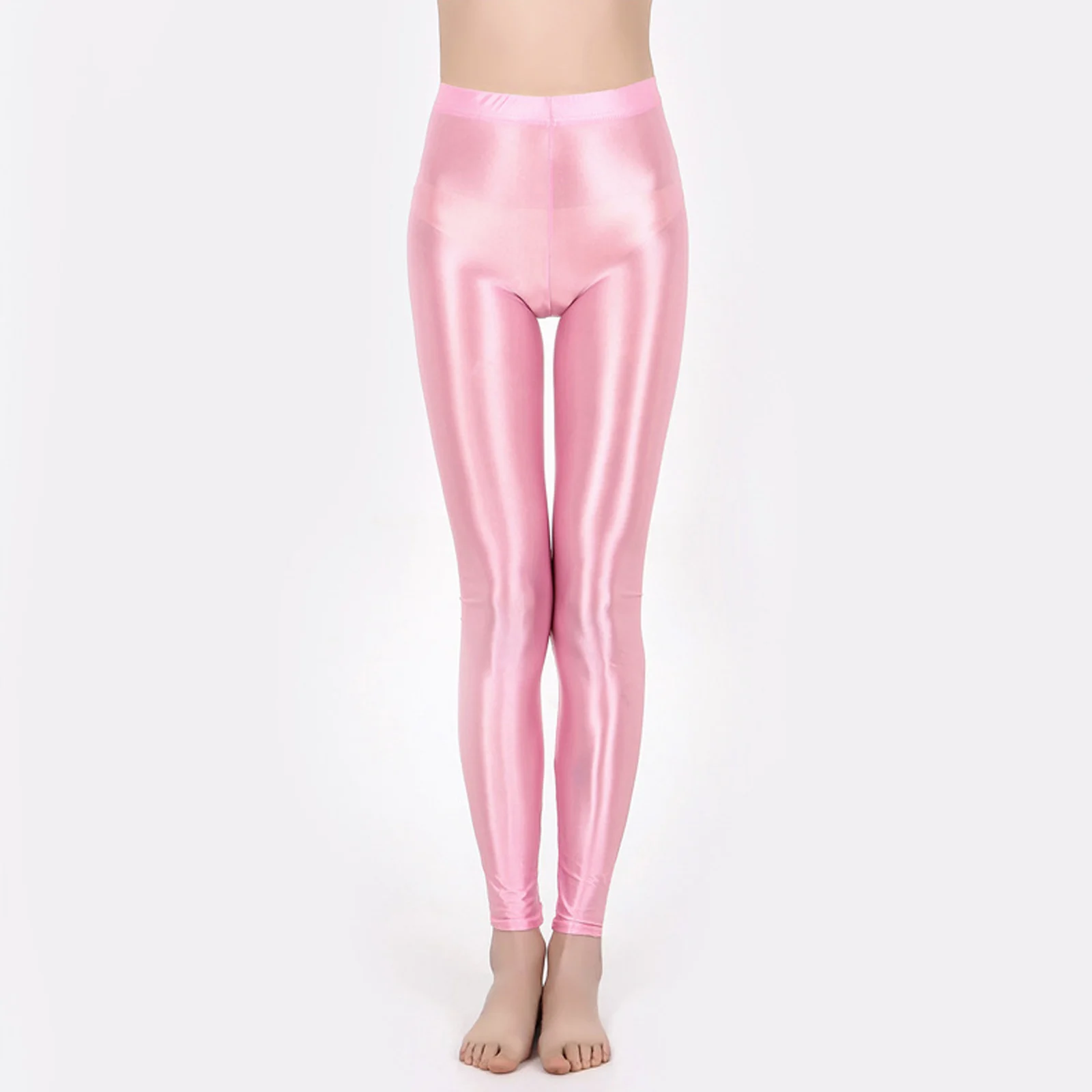 Women Oil Glossy Stretchy Leggings Shiny Metallic Skinny Leggings Bodycon Hot Pants for Gym Yoga Dance Running Cycling Sports