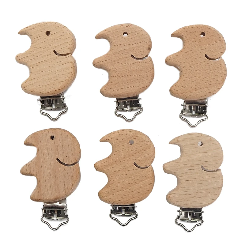 

Chenkai 5PCS Wood Elephant Pacifier Clips DIY Organic Eco-friendly Nature Baby Pacifier Rattle Teething Grasping Wooden Toy