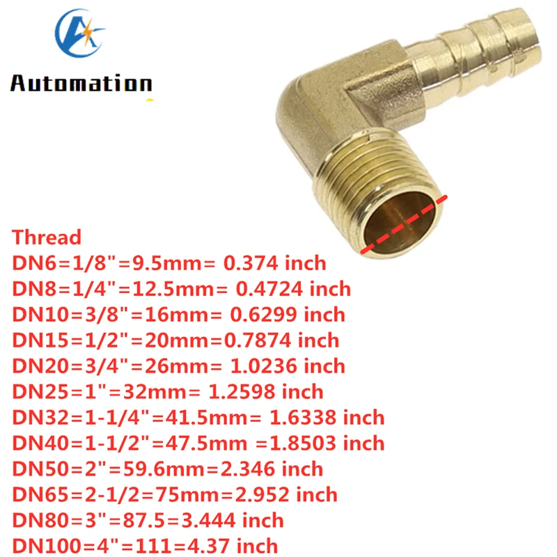 Hose Barb OD 6-19mm 90 Degree Male Thread 1/8\