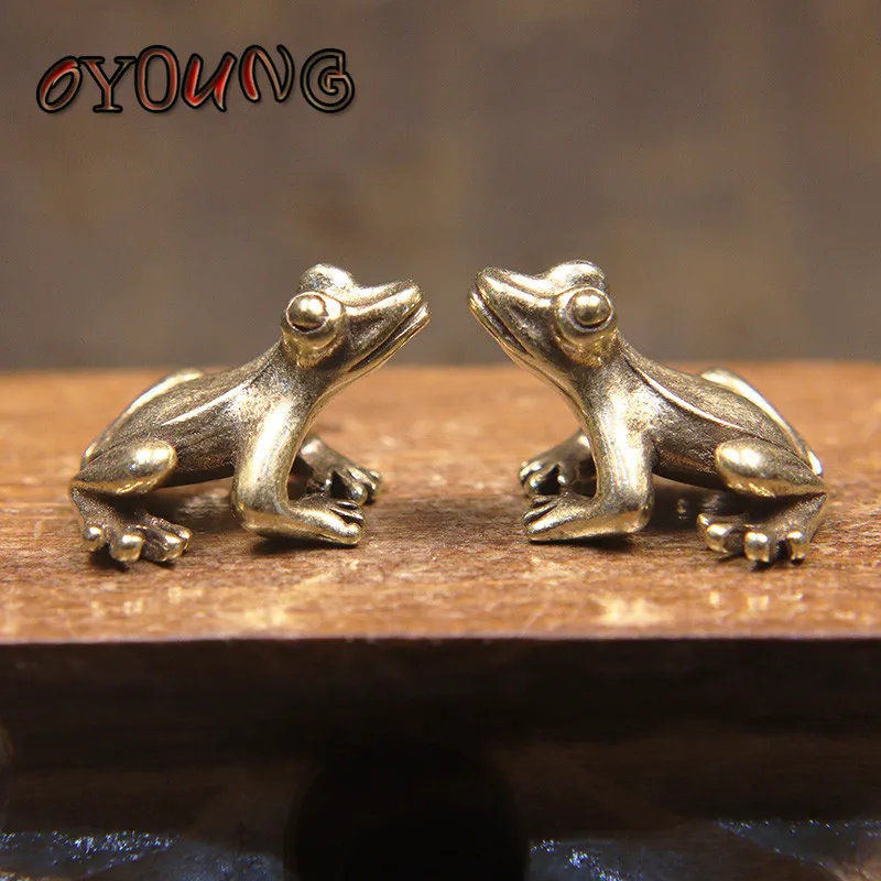 Vintage Copper Small Cute Frog Figurines Miniature Desktop Ornament Decoration Accessories Metal Brass Animal Toad Tea Pet Decor