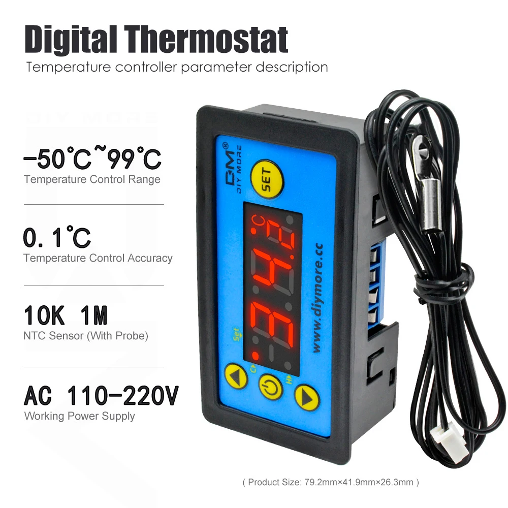 W3231 12/24/220V Single Digital Thermostat Regulator for Refrigerator Heat Cool Temperature Controller Switch Freezer NTC Sensor