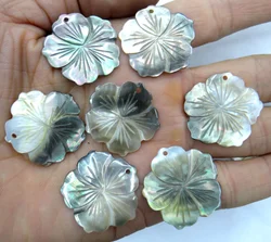 natural Quartz crystal Abalone Shell carved petal  Charms pendant for diy Jewelry making necklace Accessories 6PCS A14