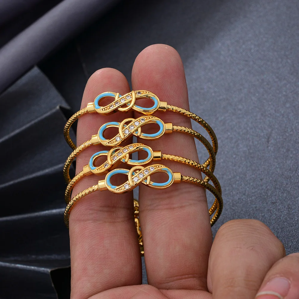 Baby-Armreifen, 4 Stück/Lot, afrikanische goldfarbene Armreifen für Babys und Kinder, Herz-Armband, Artikel aus dem Nahen Osten, Born Lucky Jewelry, Super Friday – Detail 13