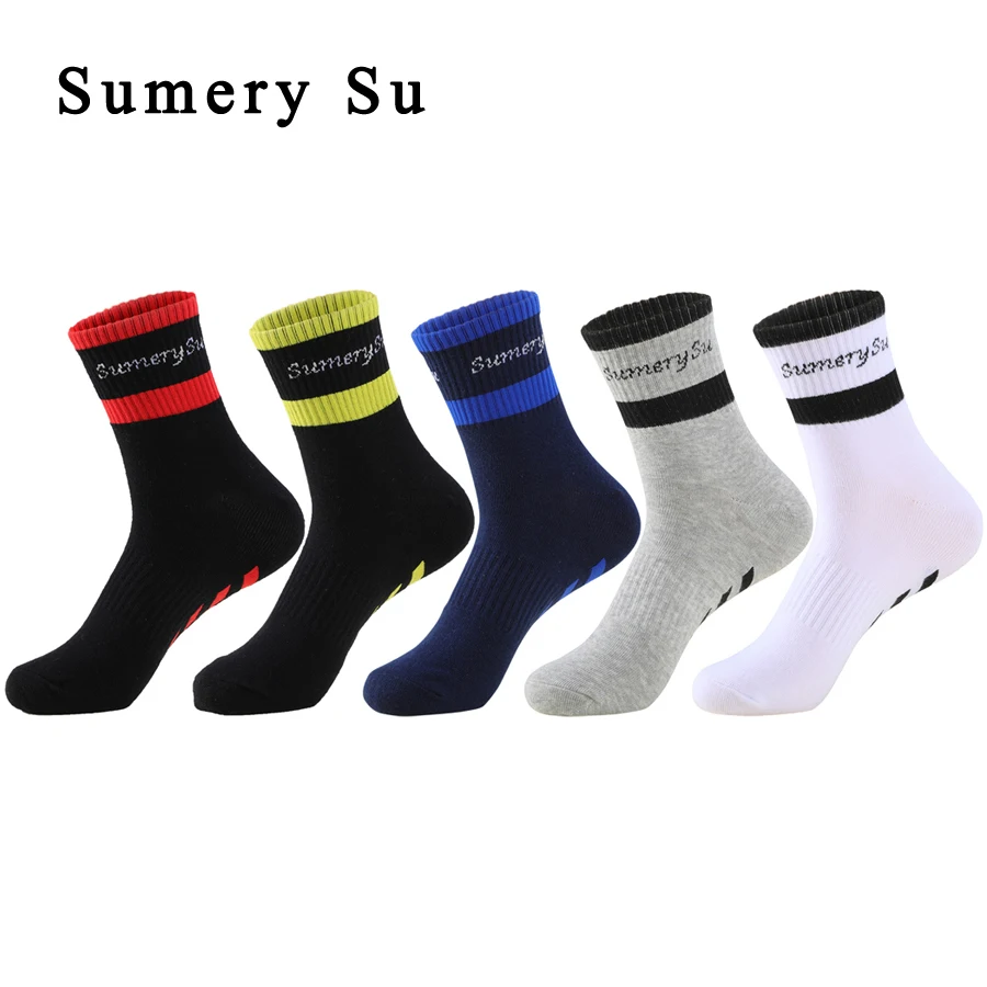 Cycling Socks Men Athletic Stripes Outdoor Running Camping Hiking Long Medias Sweat-absorbent Deodorant Breathable Sports Meias