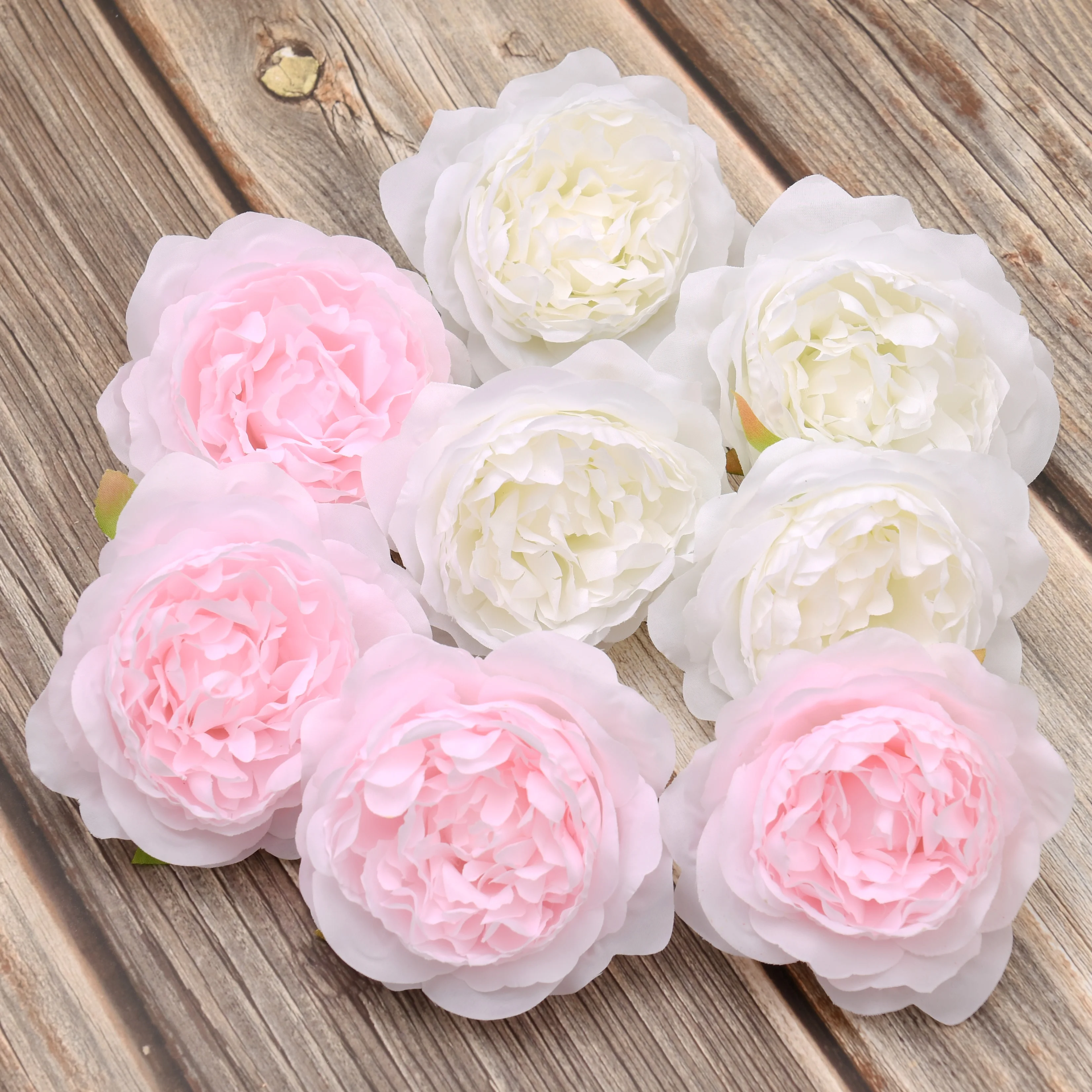 30pcs/lot 10CM Large Artificial White Peony Rose Silk Flower Heads DIY Wedding Decoration Wreath Scrapbooking Craft Fake Flowers