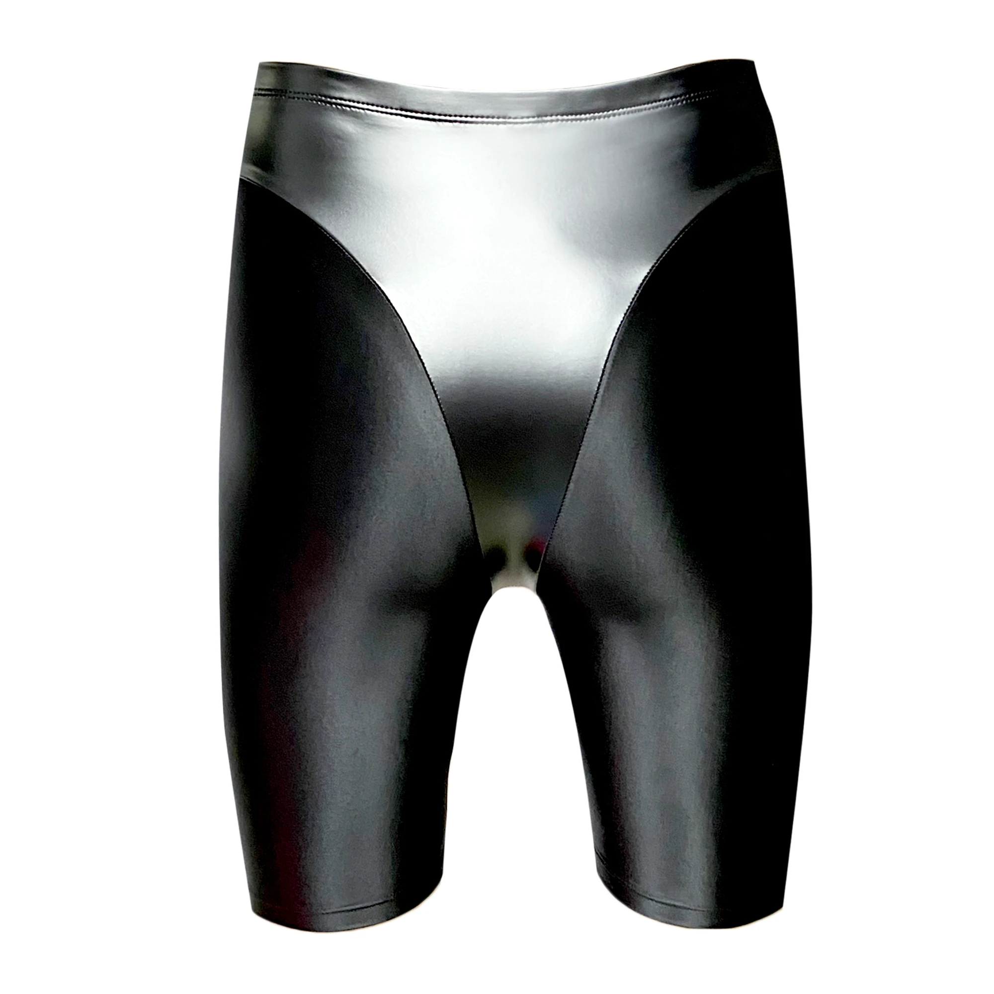 Calções mascarados shorts brilhantes costurados em forma de t pu shorts masculinos e femininos de seda sólida biquíni cintura alta calças de musculação