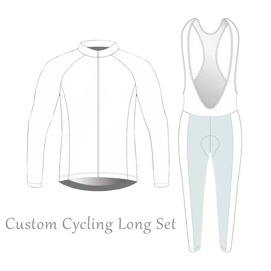 Wulibike Custom Cycling Jersey Men's Long Sleeve Bib Set Logo Team Apparel Customize Personal Customized Cycling Clothing Suit