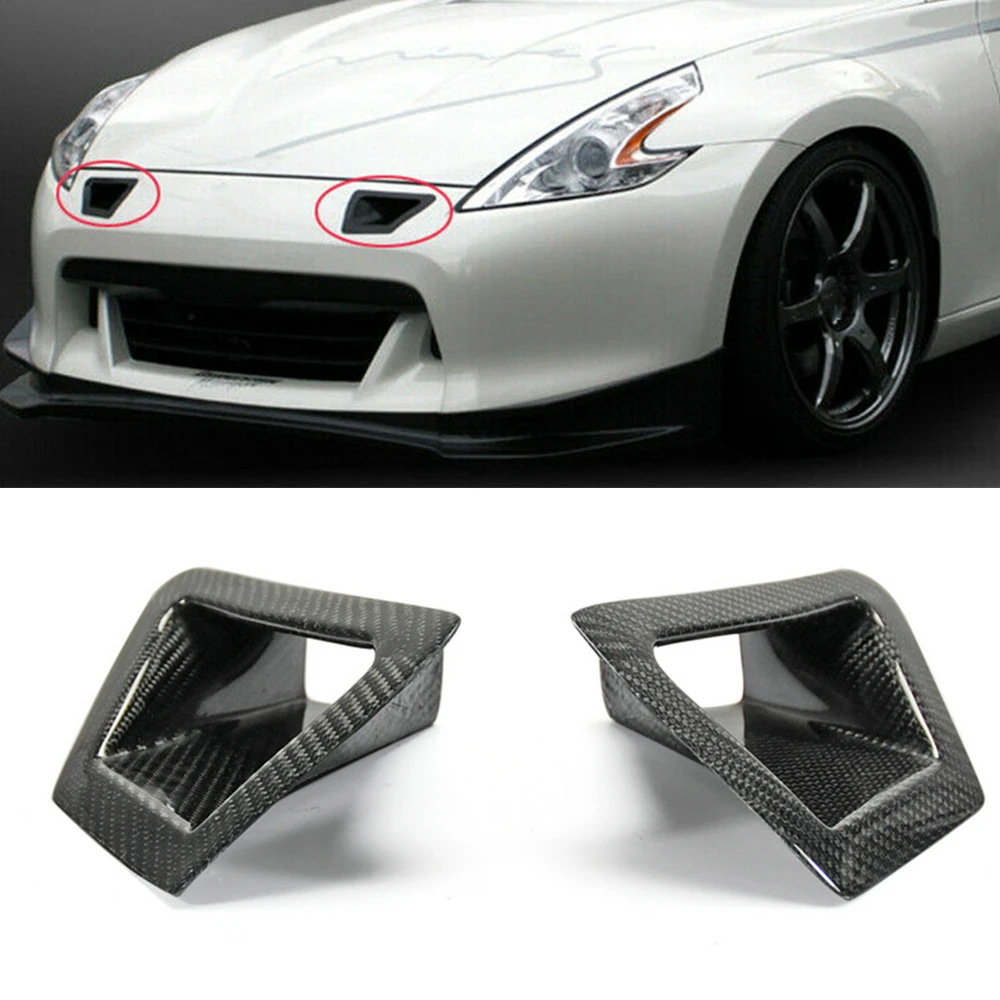 

For Nissan 370Z Z34 2009-2020 Front Bumper Side Air Vent Duct Intake Cover Carbon Fiber Car Engine Bonnet Hood Scoop Outlet Trim