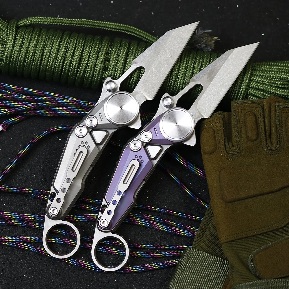 M390 Blade Mechanical Titanium Alloy Handle Folding Outdoor Camping Sharp EDC Self-defense Survival Tool Knife