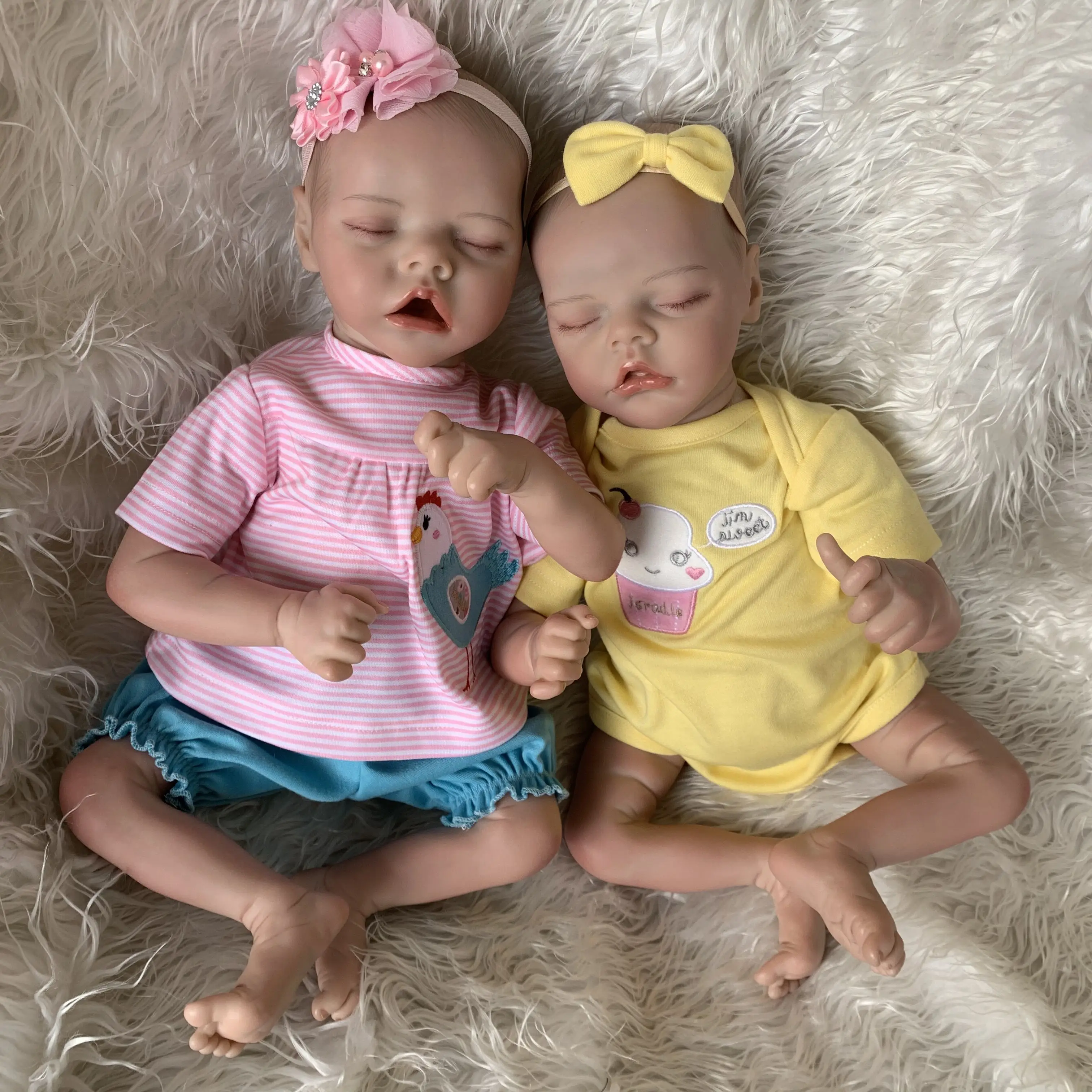 

17inch Reborn Reborn Doll Twin A B Sleeping Baby Handmade Lifelike High Quality Panting Rooted Eyelashes Doll Bonecas Bebe