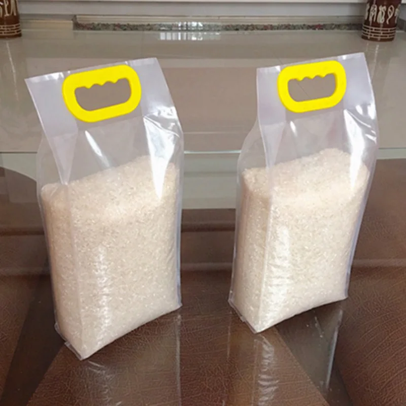 10pcs Transparent Food Vacuum Bag Accordion Pocket Rice Beans Package Bellows Pocket 2.5kg 5kg Rice Bags