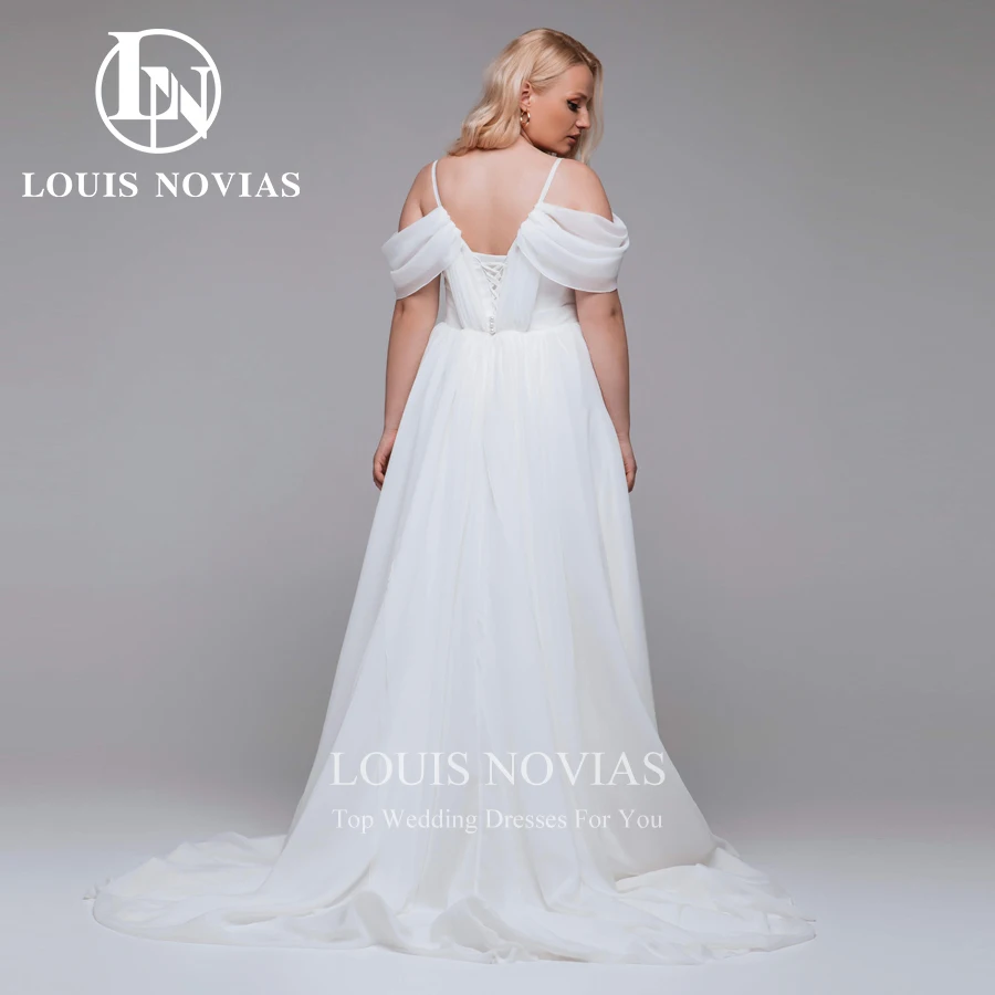 LOUIS NOVIAS A-Line Wedding Dress 2022 Sexy Spaghetti Strap Sweetheart Off Shoulder Lace Up Loose Plus Size Bride Dresses