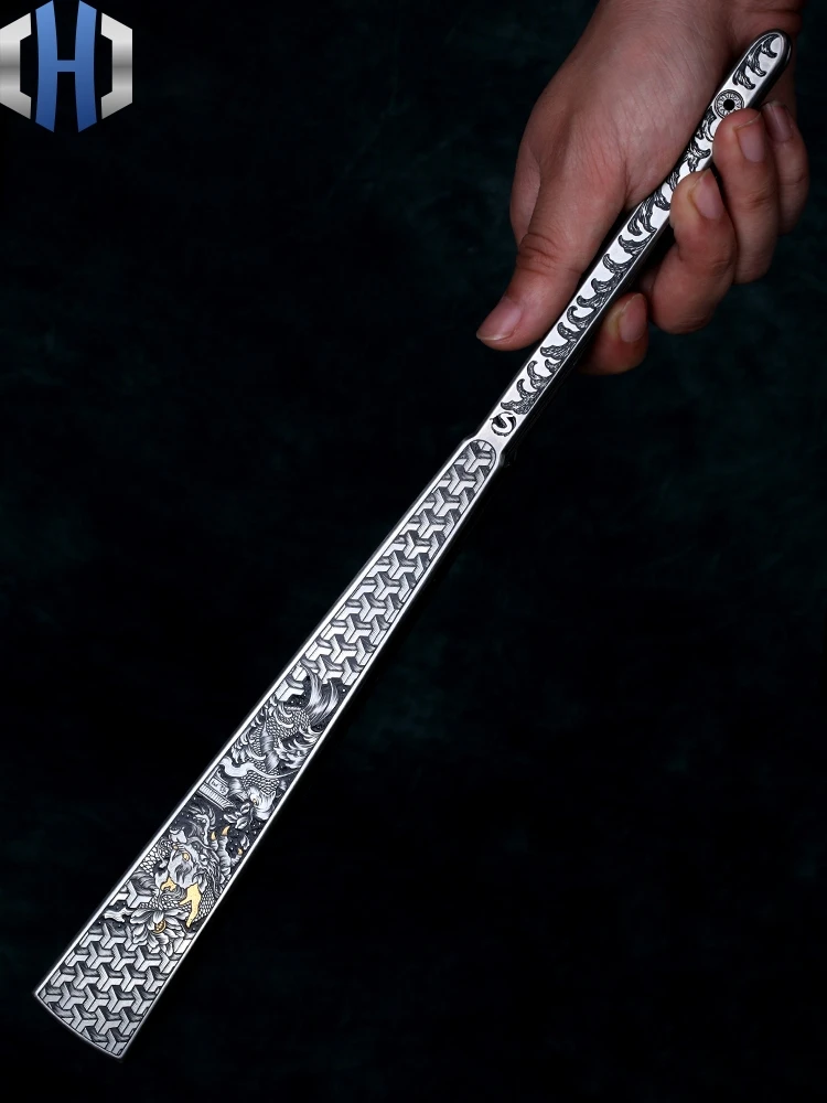 Titan Gấp Quạt Cá Rồng 10 Inch Mười Lăm Vuông Thái Cực Kung Fu Quạt Xương Thép Quốc Phòng Tự Vệ quà Tặng