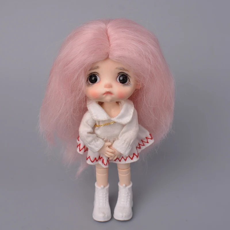 

Aidolla 1/8 BJD Doll Wig Long Curly Hair Pink Cute Mohair Wig Doll Accessories For DIY BJD SD Doll Girls Gift