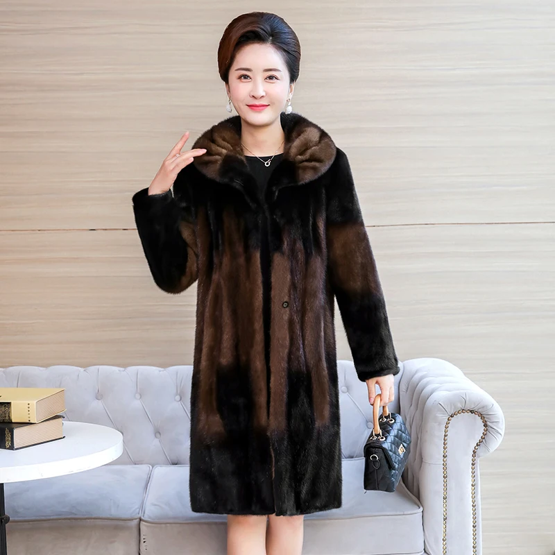 Fur Parker Jacket Woman 2022 Real Hair Mink Fleece Overcoat Winter Chic Outwear Female Warm Loose Thinner Mink coat Female