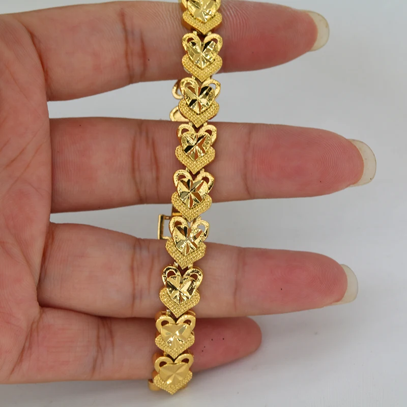 African Party Jewelry Gifts 24K Indian Jewellery Cuban Chain Bangle Dubai Gold Color Various Shapes Bracelet for Men and Women