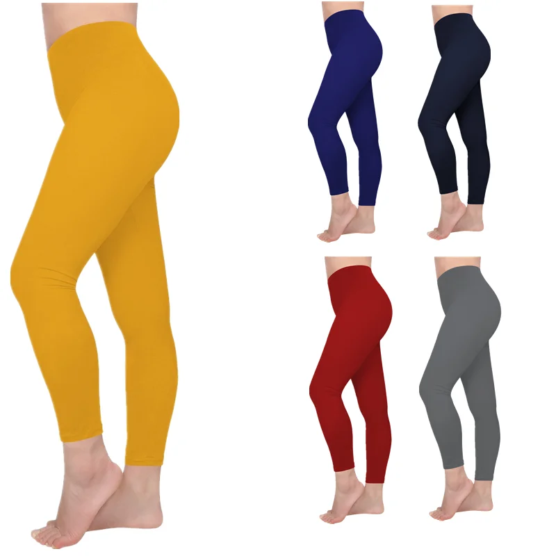 Calça legging sem costura feminina, esportiva, push up, cintura alta, lisa, fitness, para academia, com elástico, para corrida, calças casuais 2020