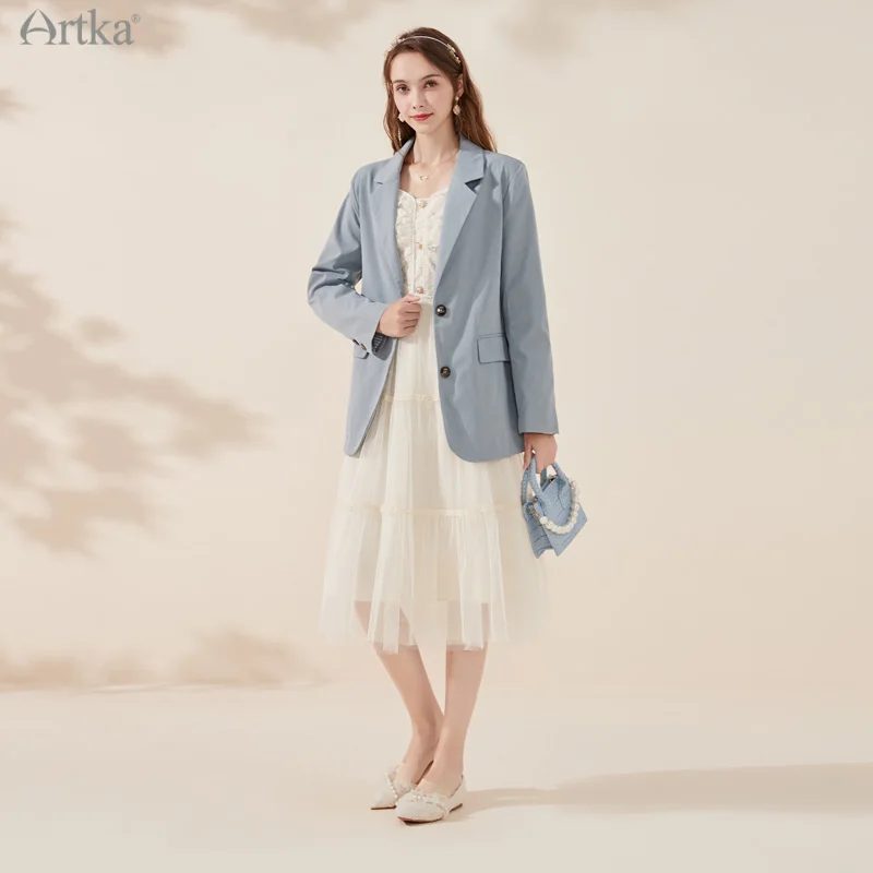 ARTKA 2022 Spring New Office Lady Blazers Fashion Casual OL Style Jacket Coat with Belt Loose Women Blazers and Jackets WA22015C