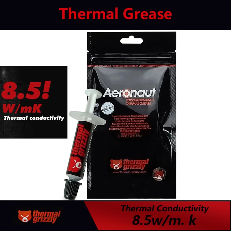 Thermal Grizzly Aeronaut thermal grease 8.5W/MK 컴퓨터 CPU/GPU AMD 인텔 프로세서 실리콘 그리스 열 과거 1g/3.9g/7.8g