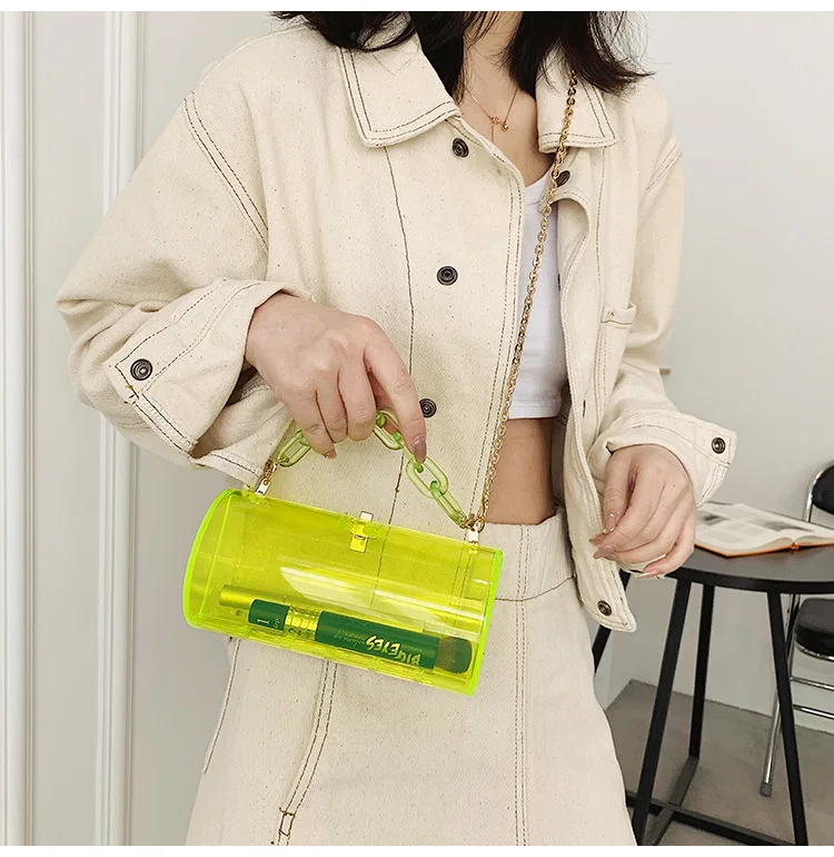 Acrylic Chain Transparent Box Jelly Bag Individual Hexagon Clear PVC Women Handbags Mini Designer Evening Crossbody Tote Bags