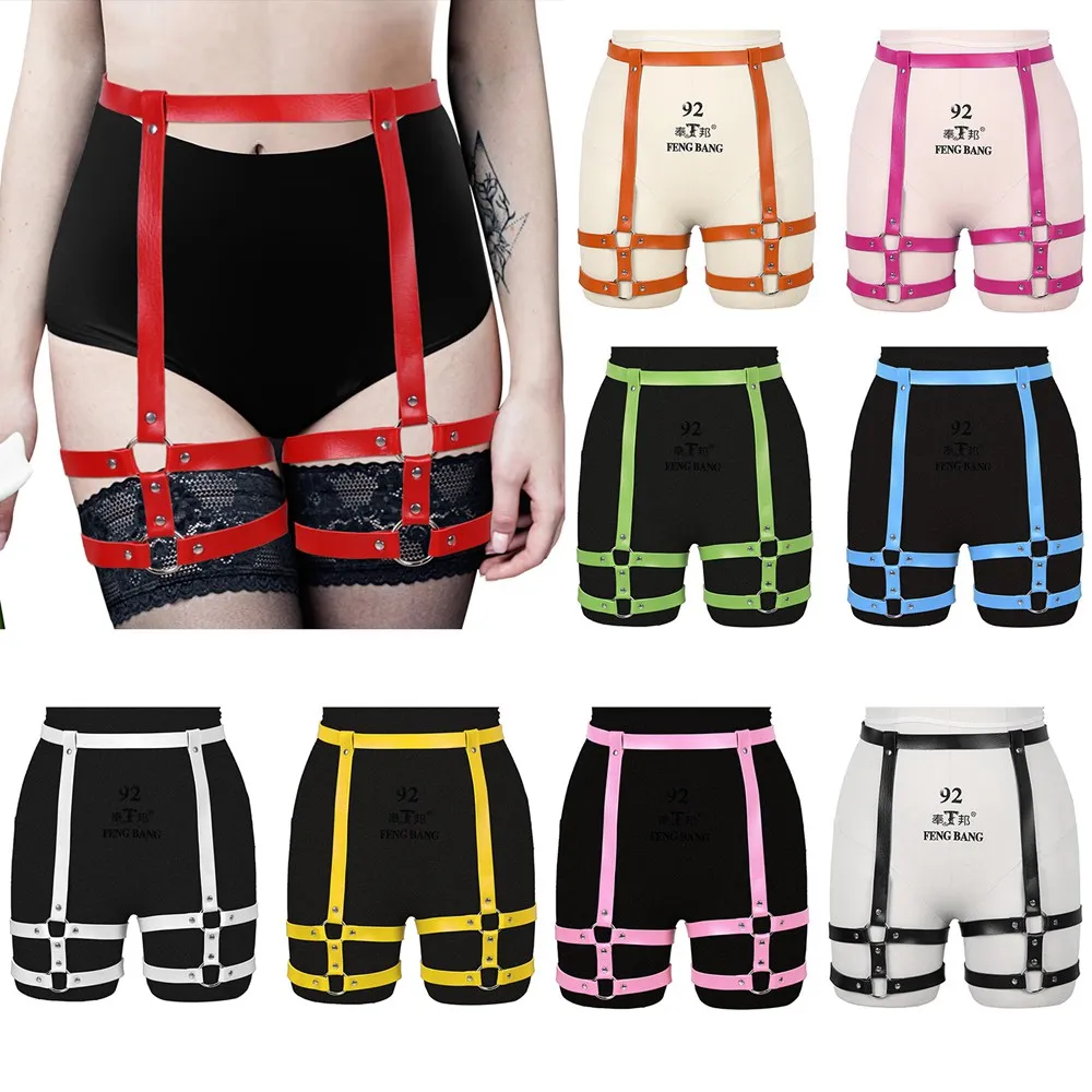 

Harajuku Punk Goth Accessories Leather Harness Women's Belt Luxury Garters Stocking Sexy Suspender Belt Buckle Adjust Waist Size