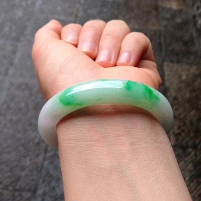 Natural Burmese jade two-tone 54-64mm bracelet, elegant princess jewelry, best gift