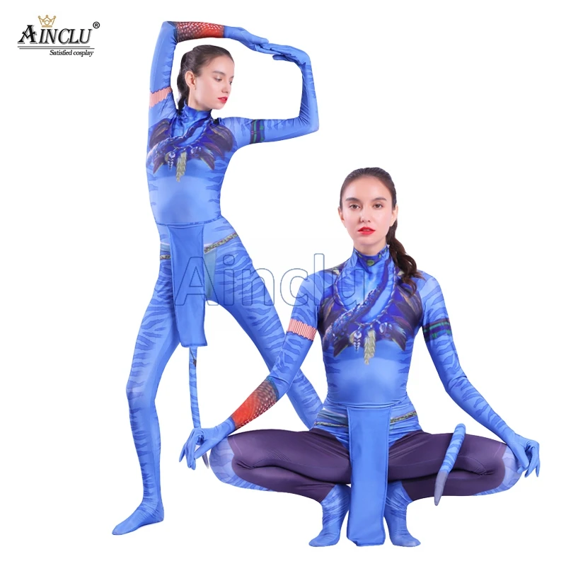 

Костюм для косплея Zentai, боди Аватара 2, Женская одежда из спандекса с хвостом для Хэллоуина