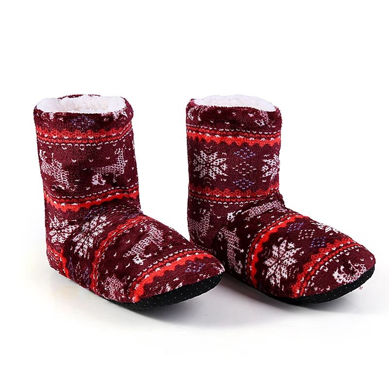 Mntrerm Home Slippers Women Winter Floor Shoes Christmas Elk Indoor Socks Shoes Warm Fur Ladies Plush Slippers Pantoffels Dames