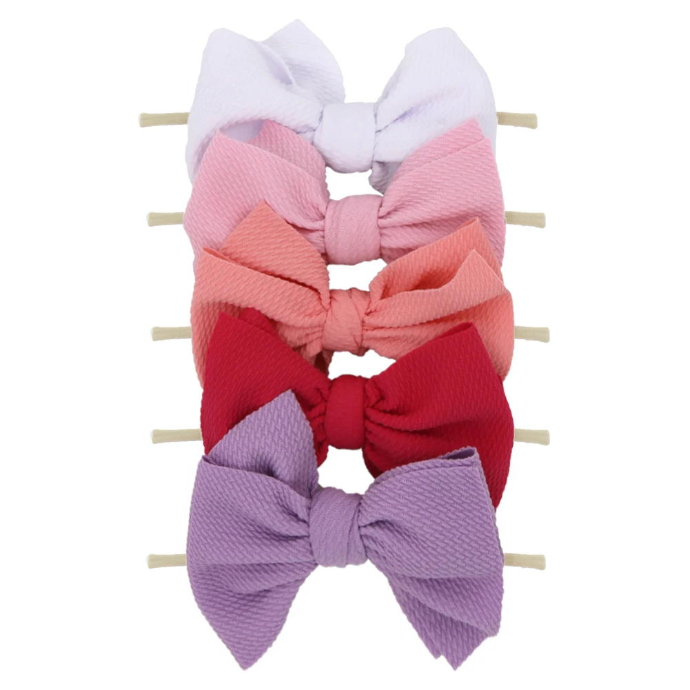 Solid Baby Headband Bullet Fabric Nylon Elastic Hair Bands Newborn Boys Girls Handmade Bow Knot Headwraps Fashion Accessories