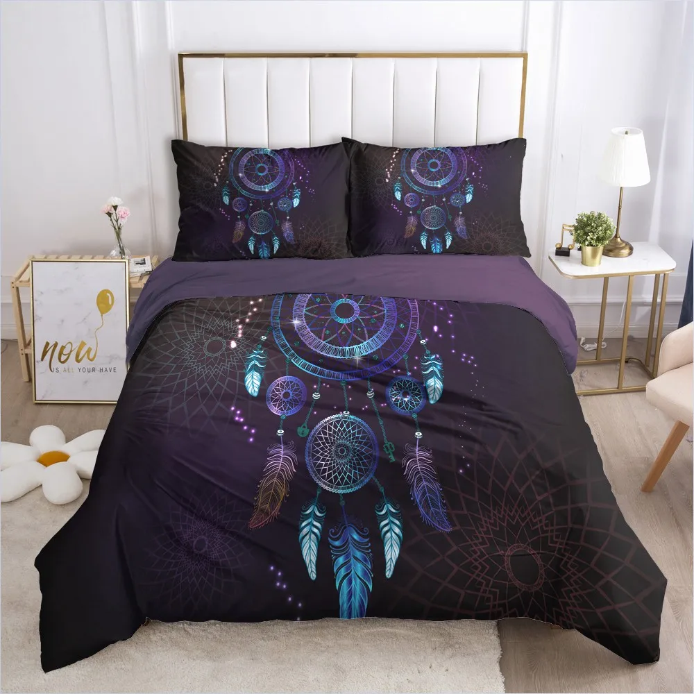 Duvet Cover Set Bedding Sets Feather Quilt Covers Pillowcases Blanket Cases 3D Bohemian Full Twin Single Double Size Bed Linen