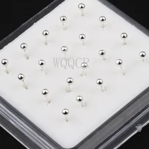 20 Buah / Kotak Cincin Hidung Bola Kecil Tindik Kancing Hidung 2.0 Mm Bentuk Bola 925 Perhiasan Tindik Hidung Warna Perak/ Emas Perhiasan Tindik Hidung Tubuh 8 tindik penjualan terbaik 2mm - №