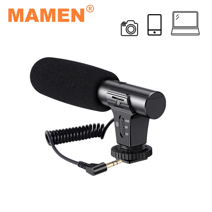 

MAMEN SLR Camera Recording Microphone with 3.5mm Plug Professional Microfone for DSLR DV Camera Mobile Phone Vlog Video Mic