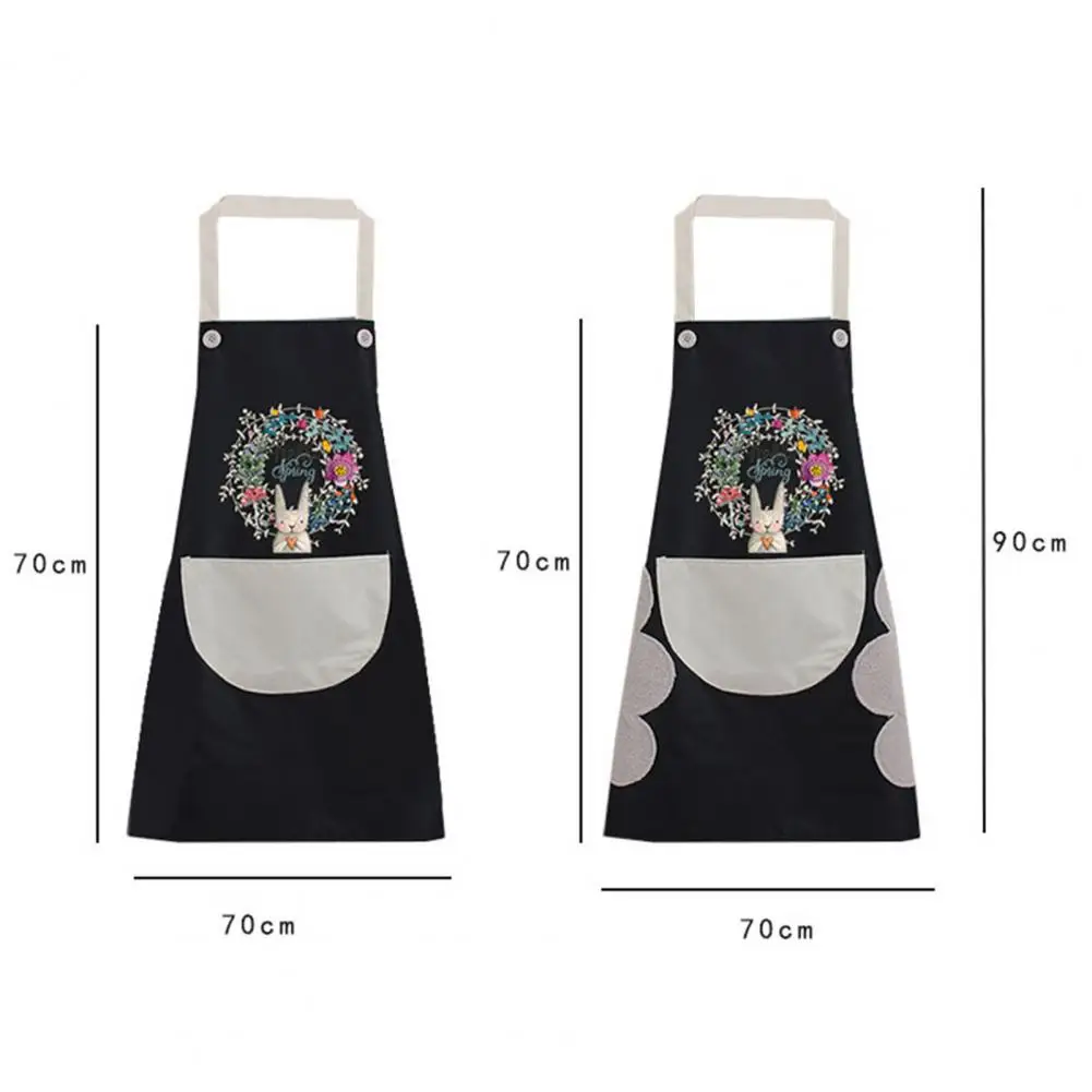 Print PVC Sleeveless Apron Wipeable Waterproof Oil-Proof Cartoon Wreath Rabbit Kitchen Nail Shop Apron For Women Baking Mats