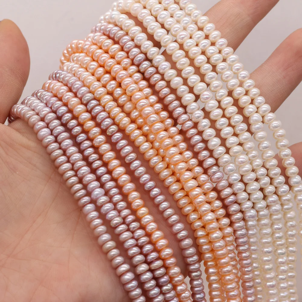 Natural Freshwater Pearl Beaded 4-5mm Flat Round Charm Pearls Loose Beads for Jewelry Elegant Necklace DIY Bracelet Accessories