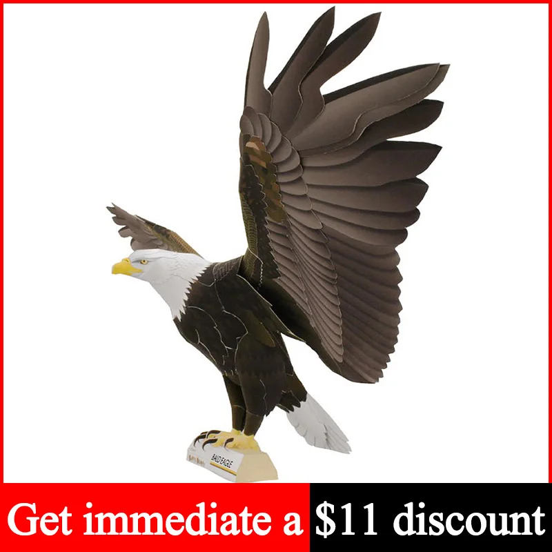 Bald Eagle Hawk Falcon Bird Realistic 3D Paper Model Papercraft Animal Origami Art DIY Teens Adult Handmade Craft Toys QD-109