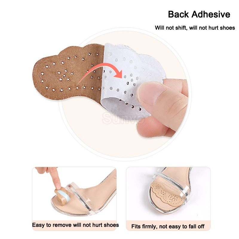 Sunvo Premium Leather Non-slip Insoles Sandals Sticker High Heel Shoes Women Foot Self-adhesive Patch Cushion Forefoot Gel Pads