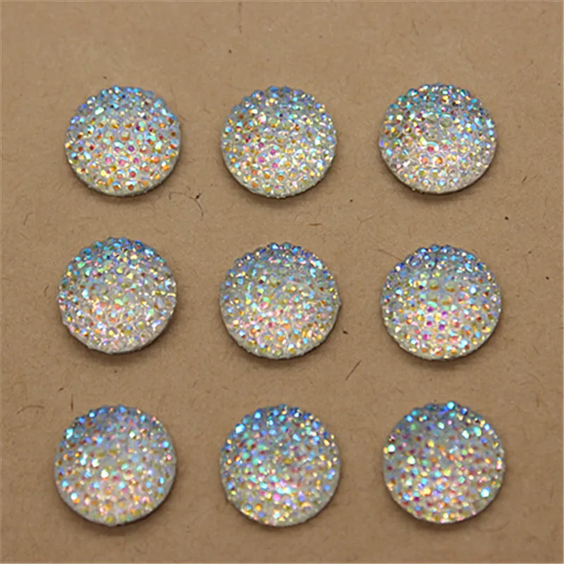 100pcs 12mm Resin Bling Clear AB Round Flatback Cabochon DIY Scrapbooking Phone/Wedding