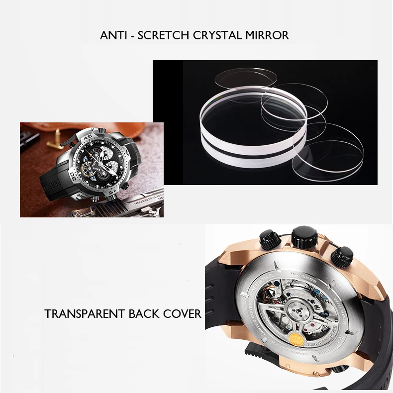 men automatic wrist watch,mens military watches Reef Tiger man luxury wristwatch relogio masculino mechanical sport timepiece