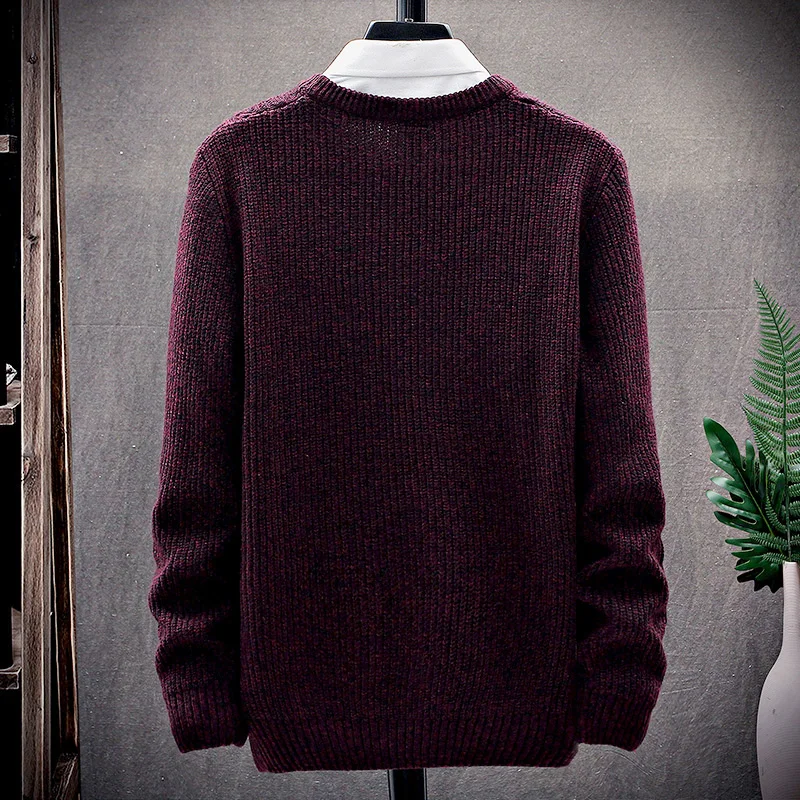 Brand Fashion Men O-neck Sweaters Solid Color Male Warm Knitted Pullovers Black Red Blue Autumn Winter Clothing Size M-3XL