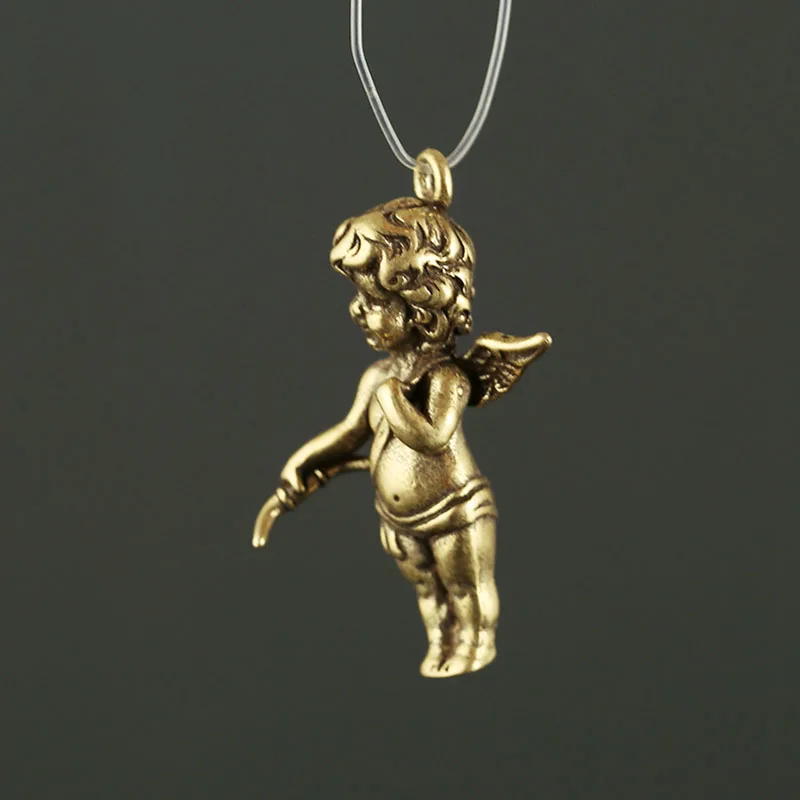 Brass Angel Wings Keychains Pendants for Necklaces Solid Copper Key Chains Pendant Men Women Bag Hanging Charms DIY Accessories