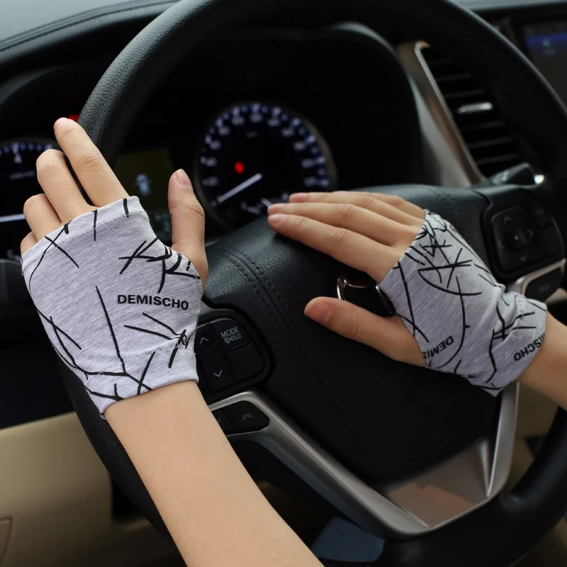 Summer half-finger sunscreen gloves unisex cotton thin section high elasticity covering scars tattoo sports driving   and riding