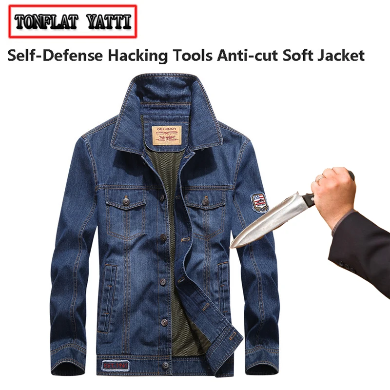 

Lightweight Invisible Anti-Stab Anti-Cut Retro Denim Jacket Self-Defense Anti-Hacking Fbi Police Tactical Protective Clothing