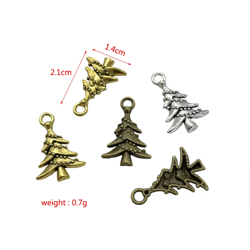 Charms Christmas Tree Holiday Metal Pendant for Jewelry Making DIY Bracelet Necklace Accessories Celebration