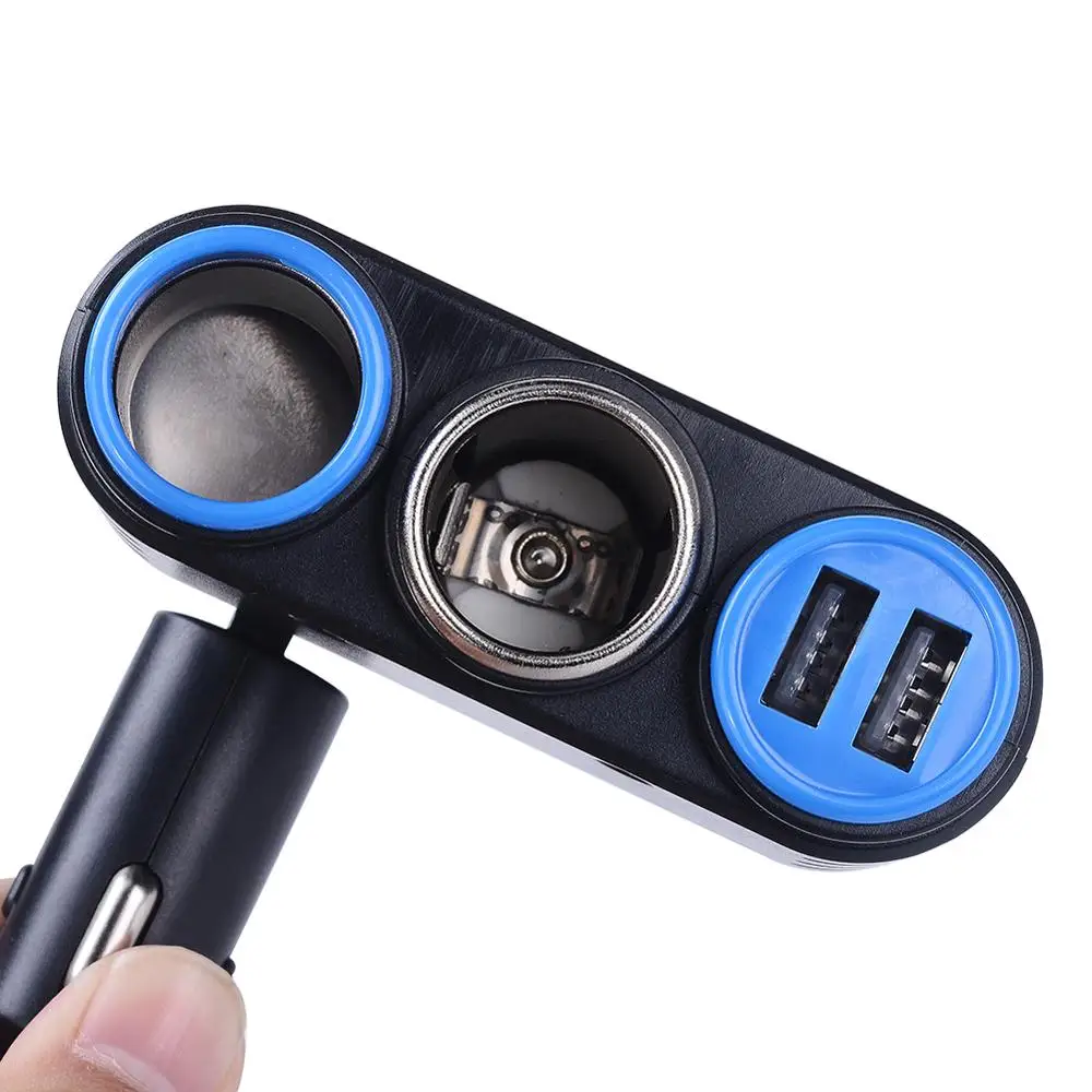 3 Way Car Cigarette Lighter & Phone Charger Socket Splitter Dual USB Port Power Adaptor DC12V-24V Charging Adapter