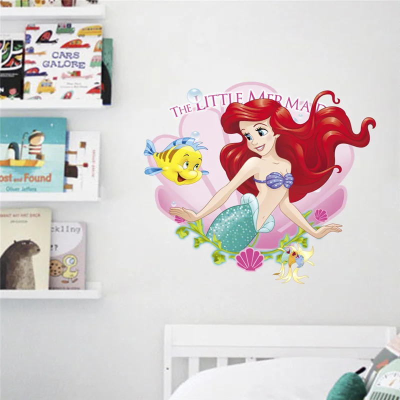 Little Mermaid Ariel Princess Wall Stickers For Bathroom Home Decoration 3d Pvc Poster Kids Room Wall Art Decals