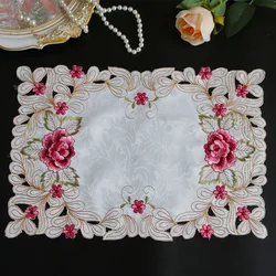 Modern Lace Embroidery Table Place Mat Cloth Placemat Cup Mug Tea Coffee Coaster Dining Doily Drink Glass Pad Christmas Kitchen
