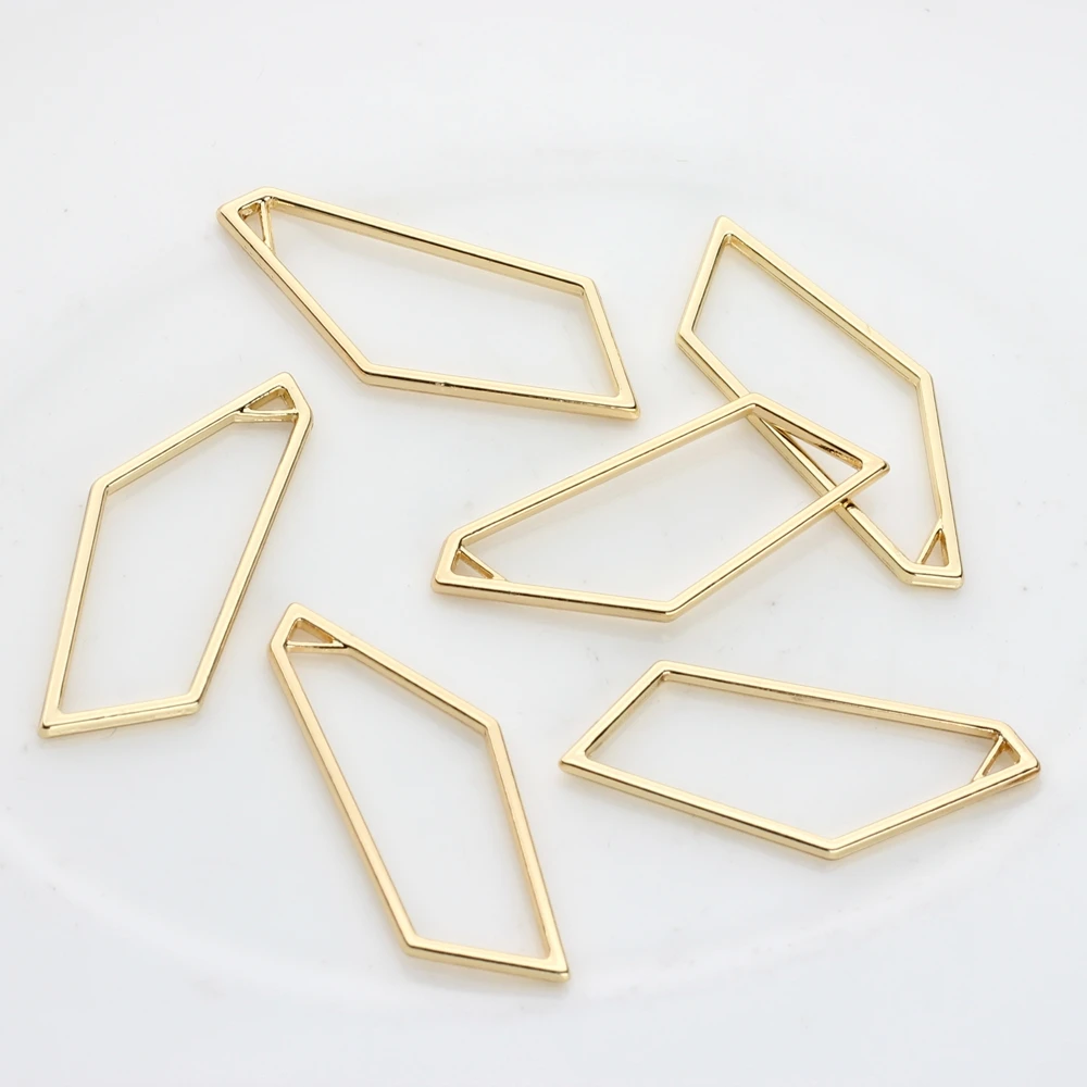 10pcs/lot Zinc Alloy Geometric Bezel Bezel Metal UV Resin Charms Pentagons Auric For DIY Jewelry Accessories