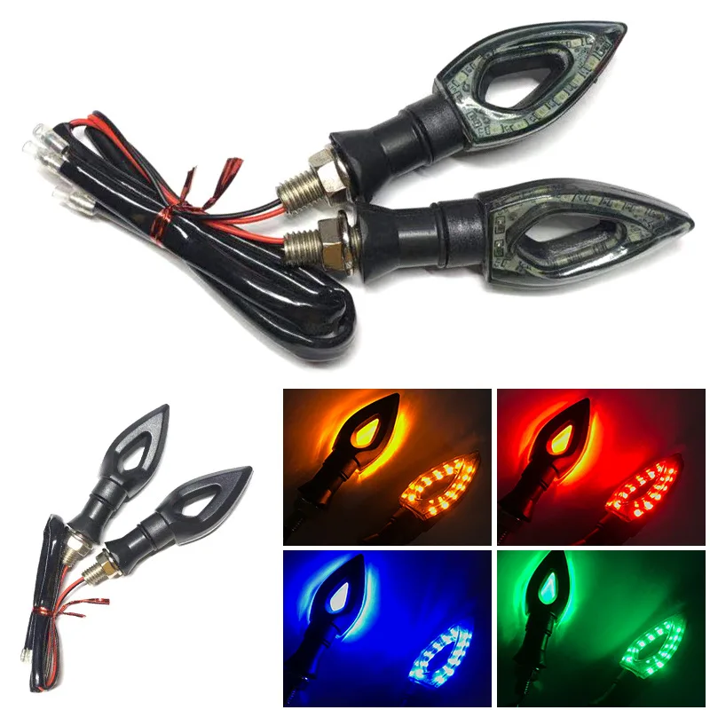 2pcs/Lot 12V Modified LED Motorbike Turning Signal Lights for All Motorcyles of Kawasaki Yamaha Honda Red Blue Flasher Winker